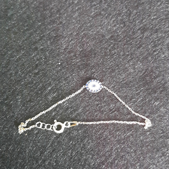Vintage sterling silver CZ evil eye bracelet - Picture 1 of 3